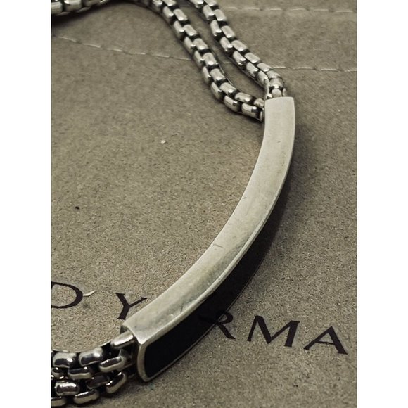 David Yurman Sterling Silver & Onyx ID Bracelet Double Box Chain Link 8.5” - Picture 9 of 9